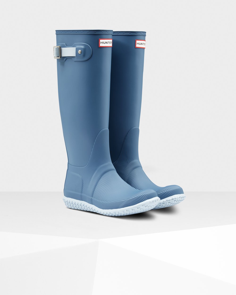 Womens Hunter Original Flat Heel Calendar Sole - Tall Rain Boots Blue/Grey - 1486-HSLCD